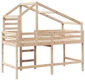 vidaXL Υπερυψ. Κρεβάτι 90x190 εκ. Μασίφ Πεύκο με Σκάλα / Οροφή