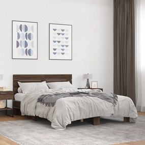 vidaXL Πλαίσιο Κρεβατιού Καφέ Δρυς 120x200 εκ. Επεξ. Ξύλο & Μέταλλο