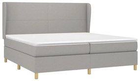 vidaXL Κρεβάτι Boxspring με Στρώμα Ανοιχτό Γκρι 200x200 εκ. Υφασμάτινο