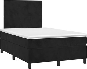 vidaXL Κρεβάτι Boxspring με Στρώμα Μαύρο 120 x 200 εκ. Βελούδινο