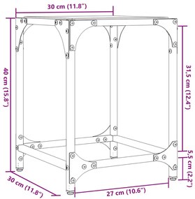 Τραπεζάκι Σαλονιού Επιφάνεια Μαύρο Γυαλί 30x30x40 εκ. Ατσάλι - Μαύρο