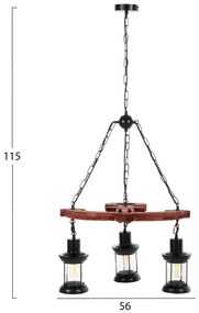 ΦΩΤΙΣΤΙΚΟ ΟΡΟΦΗΣ 3-ΦΩΤΟ HM4115 ΞΥΛΟ-ΜΕΤΑΛΛΟ-ΓΥΑΛΙ 115Υ εκ.