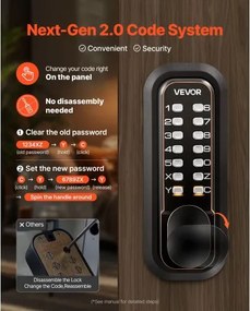 VEVOR Mechanical Keyless Entry Door Lock, 2.0 Code Upgrade, 4-7 Digits Code, Double-Sided Push Button Combination Mechanical Keypad Door Knob, Auto Locking, for Indoor or Outdoor, Oil-Rubbed Bronze