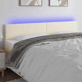 vidaXL Κεφαλάρι Κρεβατιού LED Κρεμ 200x5x78/88 εκ. από Συνθετικό Δέρμα