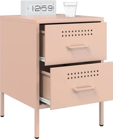 vidaXL Κομοδίνο Ροζ 36x39x50,5 εκ. από Χάλυβα
