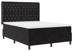 vidaXL Κρεβάτι Box Spring με Στρώμα Μαύρο 140x200 εκ Βελούδο