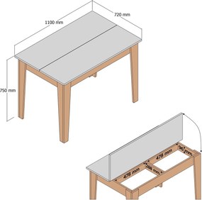 Kitchen Table Kiev 511 - Walnut, White Walnut
White