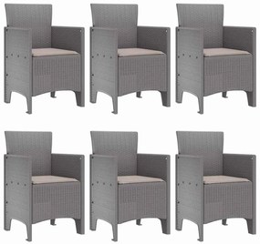 vidaXL Σέτ φαγητού για κήπο 7 pcs Ανοιχτό γκρι Rattan Polt