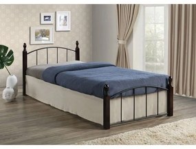 Κρεβάτι Aragon Ε8096,0 125x210x76cm Για Στρώμα 120x200cm Black - Walnut Ημίδιπλο Μέταλλο,Ξύλο