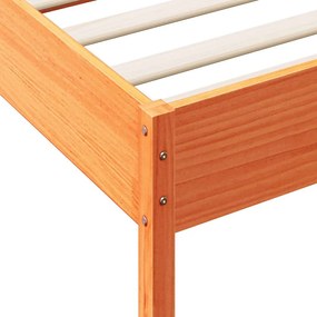 Κρεβάτι Βιβλιοθήκη Χωρίς Στρώμα 160x200 εκ Μασίφ Ξύλο Πεύκου - Καφέ