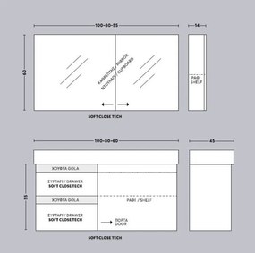 One Project Sunrise 100  MDF - Πάγκος με Νιπτήρα &amp; Καθρέπτη