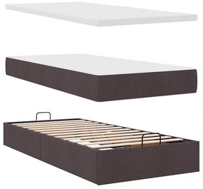 Οθωμανικό κρεβάτι με στρώμα Σκούρο καφέ 80x200cm ύφασμα 3313115