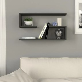 Ραφιέρα τοίχου Jenika Megapap 2 τεμαχίων χρώμα ανθρακί 60x14,5x18εκ.