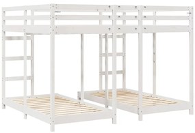 vidaXL Σκελετός Κουκέτας Τριών Επιπέδων Λευκό 160 x 200 cm