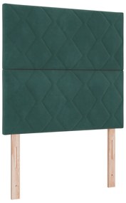 vidaXL Κρεβάτι Box Spring με Στρώμα Σκούρο Πράσινο Μονό Βελούδινο