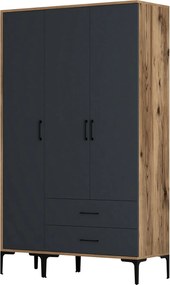 Τριφυλλη Ντουλαπα Καρυδια/Ανθρακι KUMSAL 47.5x120x201.4