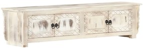 vidaXL Έπιπλο Τηλεόρασης Λευκό 140 x 30 x 35 εκ. από Μασίφ Ξύλο Μάνγκο