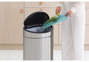 Brabantia Touch Bin New 650532, 40 l, αθόρυβο και ομαλό κλείσιμο, επίπεδη πλάτη, Inox/matt
