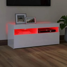 vidaXL Έπιπλο Τηλεόρασης με LED Γυαλιστερό Λευκό 90x35x40 εκ.