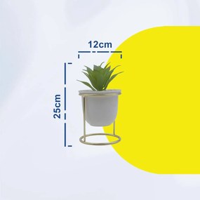 Τεχνητό Φυτό σε Κεραμικό Γλαστράκι σε Μεταλλική Βάση 9.5x18cm