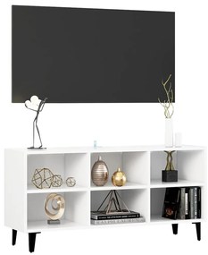 vidaXL Έπιπλο Τηλεόρασης Καπνιστή Λευκό 103,5x30x50 εκ Μεταλλικά Πόδια