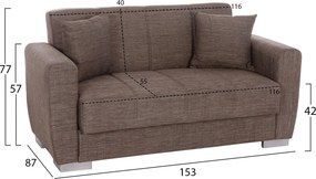 ΚΑΝΑΠΕΣ ΚΡΕΒΑΤΙ POLYA ΔΙΘΕΣΙΟΣ ΚΑΦΕ HM3241.02 153x87x77 εκ.
