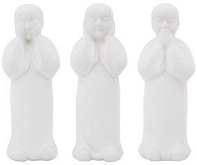 Artekko Buddha Monks Λευκά Επιτραπέζια Διακοσμητικά με Μοναχούς από Ρητίνη (9x7.5x25)cm 3pcs Artekko 83440