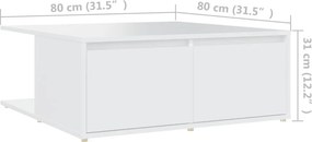 vidaXL Τραπεζάκι Σαλονιού Λευκό 80 x 80 x 31 εκ. από Επεξ. Ξύλο