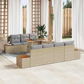 vidaXL Σετ Καναπέ Κήπου με αποθήκευση 8 pcs Μπεζ Πολυ ράταν