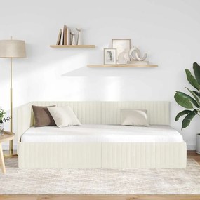 vidaXL Κρεβάτι Γωνίας με κεφαλάρι Κρεμ 100 x 200 cm Βελούδο