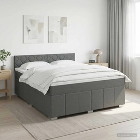 vidaXL Κρεβάτι box spring με στρώμα Σκούρο Γκρι 140 x 200 cm Ύφασμα