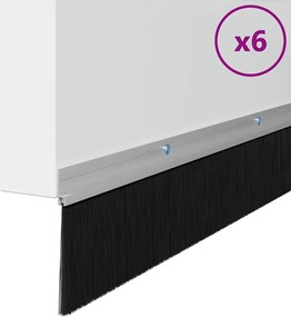 vidaXL Σφραγίδες πόρτας με βούρτσες που προσαρτώνται 6 pcs Ασημί