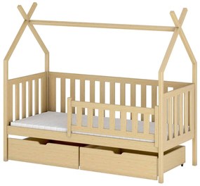 Κρεβάτι  Montessori Tipi Simba με Συρτάρια  από μασίφ ξύλο Natural  90×200cm