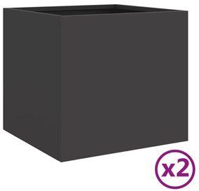 Ζαρντινιέρες 2 τεμ. Μαύρες 32x30x29εκ. από Χάλυβα Ψυχρής Έλασης - Μαύρο
