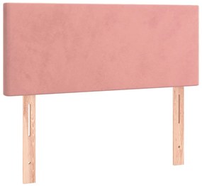 vidaXL Κρεβάτι Boxspring με Στρώμα &amp; LED Ροζ 90x190 εκ. Βελούδινο