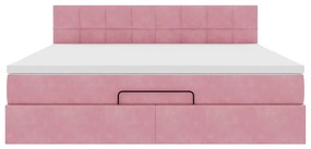 vidaXL Οθωμανικό κρεβάτι με στρώμα & LEDs Ροζ 180x200cm Velvet