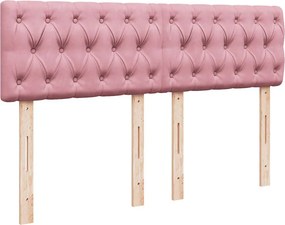 vidaXL Κρεβάτι Boxspring με Στρώμα Ροζ 140x190 εκ. Βελούδινο