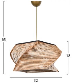 Φωτιστικό οροφής Κρεμαστό C7357 απο Ξύλο και Bamboo Φυσικό 36x36x65Υεκ. 36x36x65 εκ.