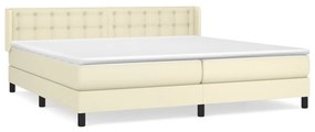 vidaXL Κρεβάτι Boxspring με Στρώμα Κρεμ 200x200 εκ. Συνθετικό Δέρμα