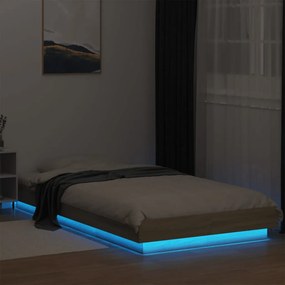 vidaXL Πλαίσιο Κρεβατιού με LED Sonoma Δρυς 75x190 εκ. Επεξεργ. Ξύλο