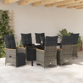 vidaXL Σετ Κήπου  7 Τεμαχίων με Μαξιλάρια Γκρι Συνθετικό Ρατάν