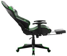 Καρέκλα Gaming με Υποπόδιο Μαύρο / Πράσινο από Συνθετικό Δέρμα - Πολύχρωμο