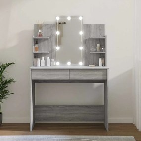vidaXL Μπουντουάρ με LED Γκρι Sonoma 96x40x142 εκ.