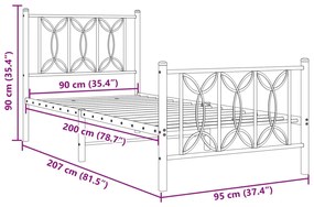 ΠΛΑΙΣΙΟ ΚΡΕΒΑΤΙΟΥ ΜΕ ΚΕΦΑΛΑΡΙ&amp;ΠΟΔΑΡΙΚΟ ΜΑΥΡΟ 90X200 ΕΚ. ΜΕΤΑΛΛΟ 376139