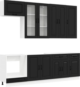 vidaXL Μονάδα κουζίνας KALMAR 8 pcs Μαύρο Επεξεργασμένο Ξύλο