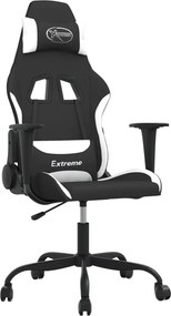 vidaXL Καρέκλα Μασάζ Gaming Μαύρη και Λευκή Υφασμάτινη