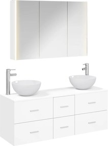 vidaXL Σετ Επίπλων Μπάνιου 4 pcs Λευκό Επεξεργασμένο Ξύλο και Γυαλί