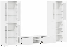 vidaXL Σετ επίπλου τηλεόρασης με συρτάρι Λευκό Επεξεργασμένο ξύλο