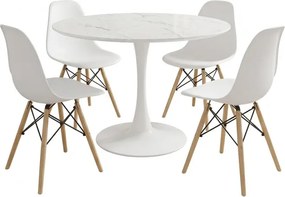 Τραπεζαρία Julita-Balou pakoworld σετ 5τεμ pp-mdf λευκo Φ100x73εκ