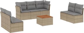 vidaXL Patio Sofa Set 7-θέσια Μικτό μπεζ και γκρι